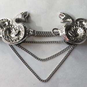 silver snake cloak clasp with chain